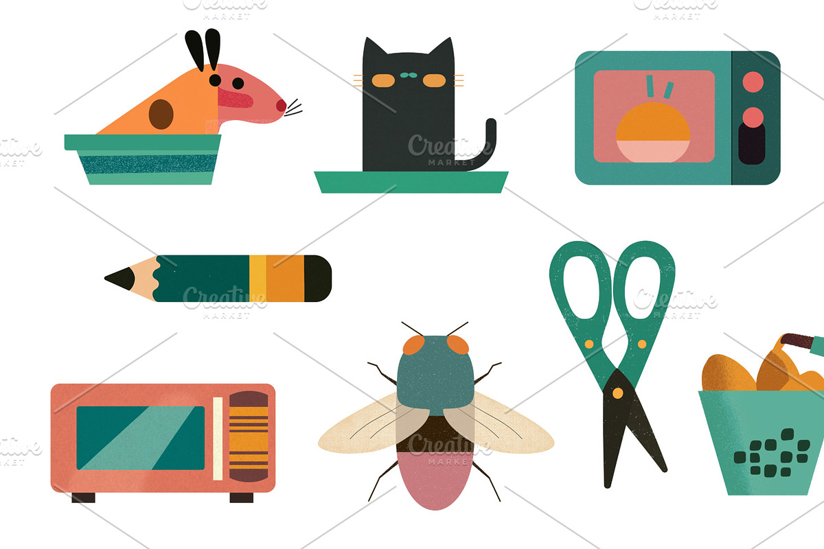 Set of Household Objects, an Illustration by Sybillla