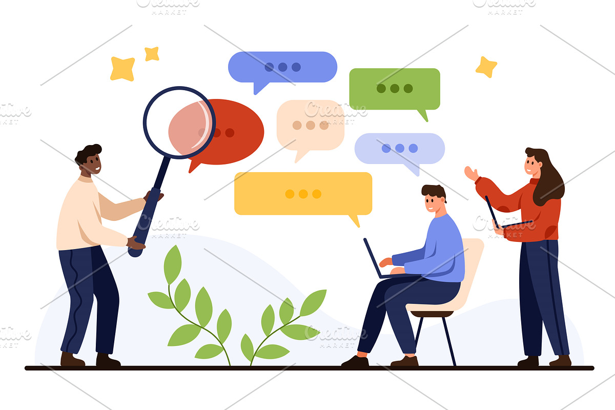 Team Conversation and Feedback, a Person Illustration by Flashvector