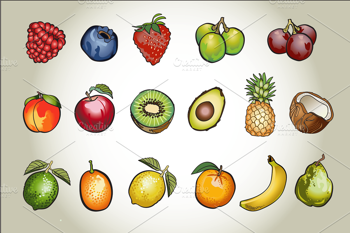Fruit and Vegetable Vector Clip Art, an Illustration by Lady Spy (Photo 2 of 5)