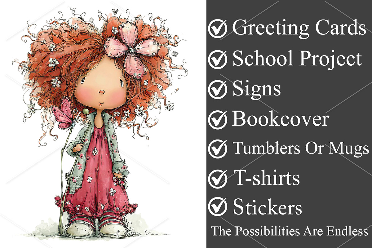 Whimsical Girl with Butterfly PNG, a Seasonal Illustration by Canvas Craft (Photo 3 of 7)