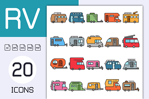 Recreational Vehicle Icons Set, an Icon by Designfour