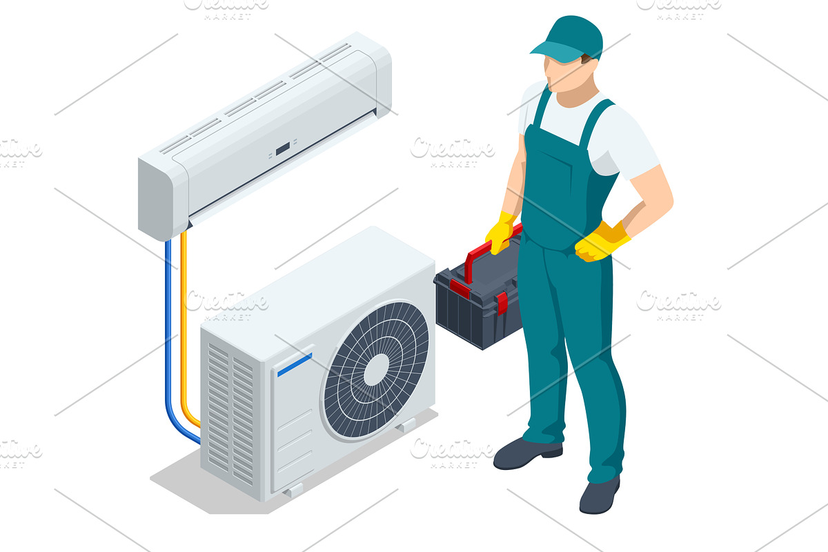 Isometric female technician, a Technology Illustration by Golden Sikorka