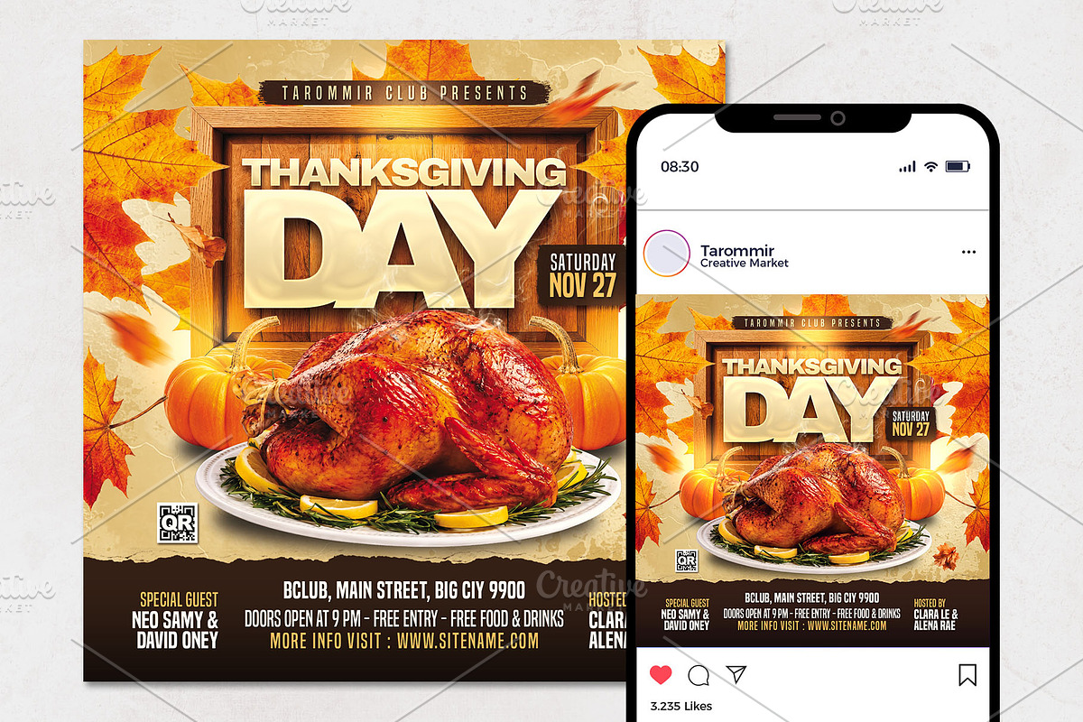 Thanksgiving Day Flyer Template, a Flyer Template by Tarommir (Photo 2 of 3)