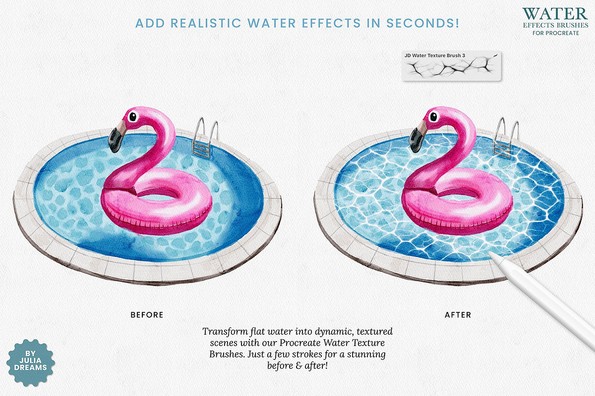 Water Effects Brushes Procreate, a Brush Add-On by Julia Dreams (Photo 2 of 6)