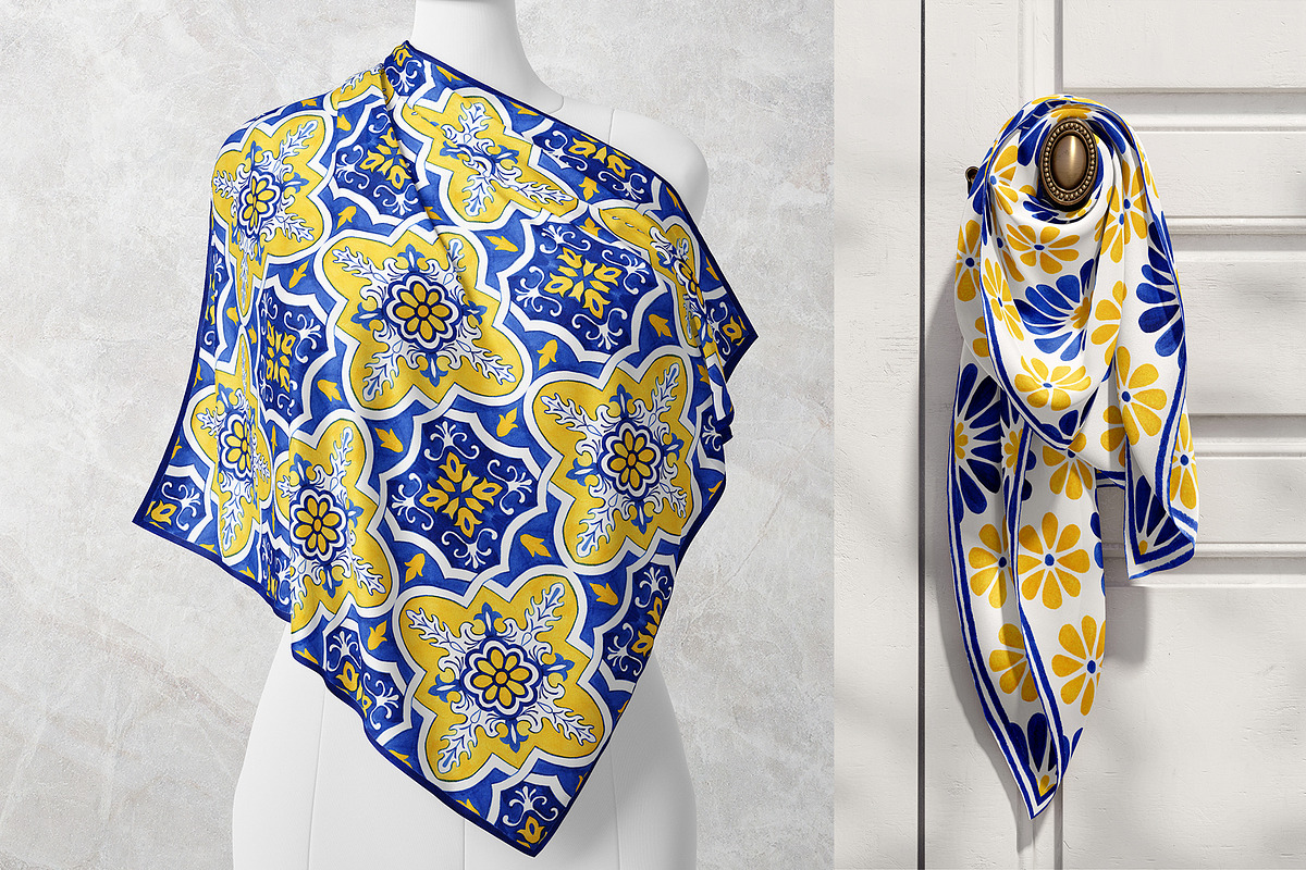 Portuguese Azulejos. Bandanas Set 1, a Decorative Illustration by ilonitta (Photo 3 of 9)