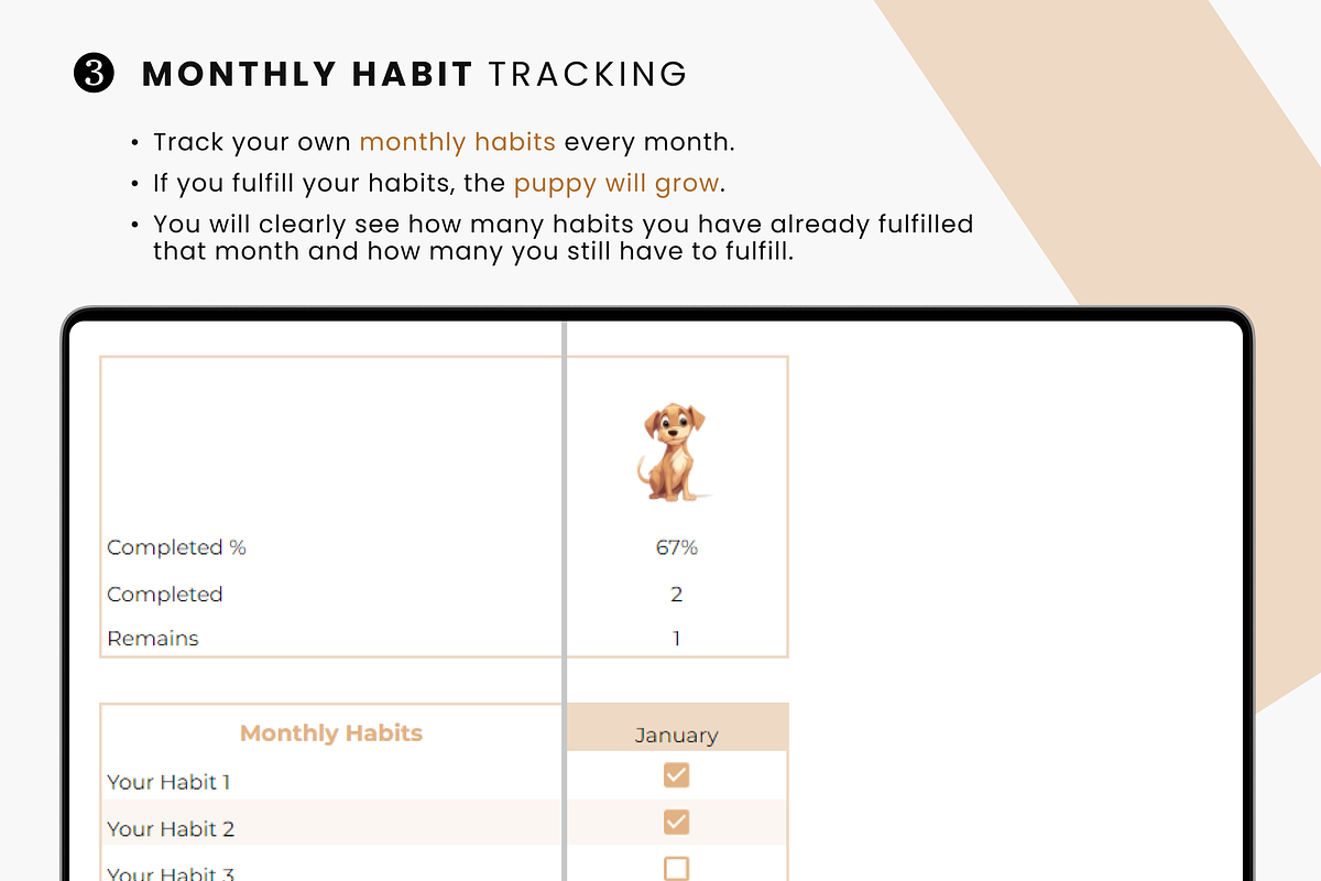 Habit Tracker Template | Dogs, a Templates & Theme by MondaySpark (Photo 4 of 6)