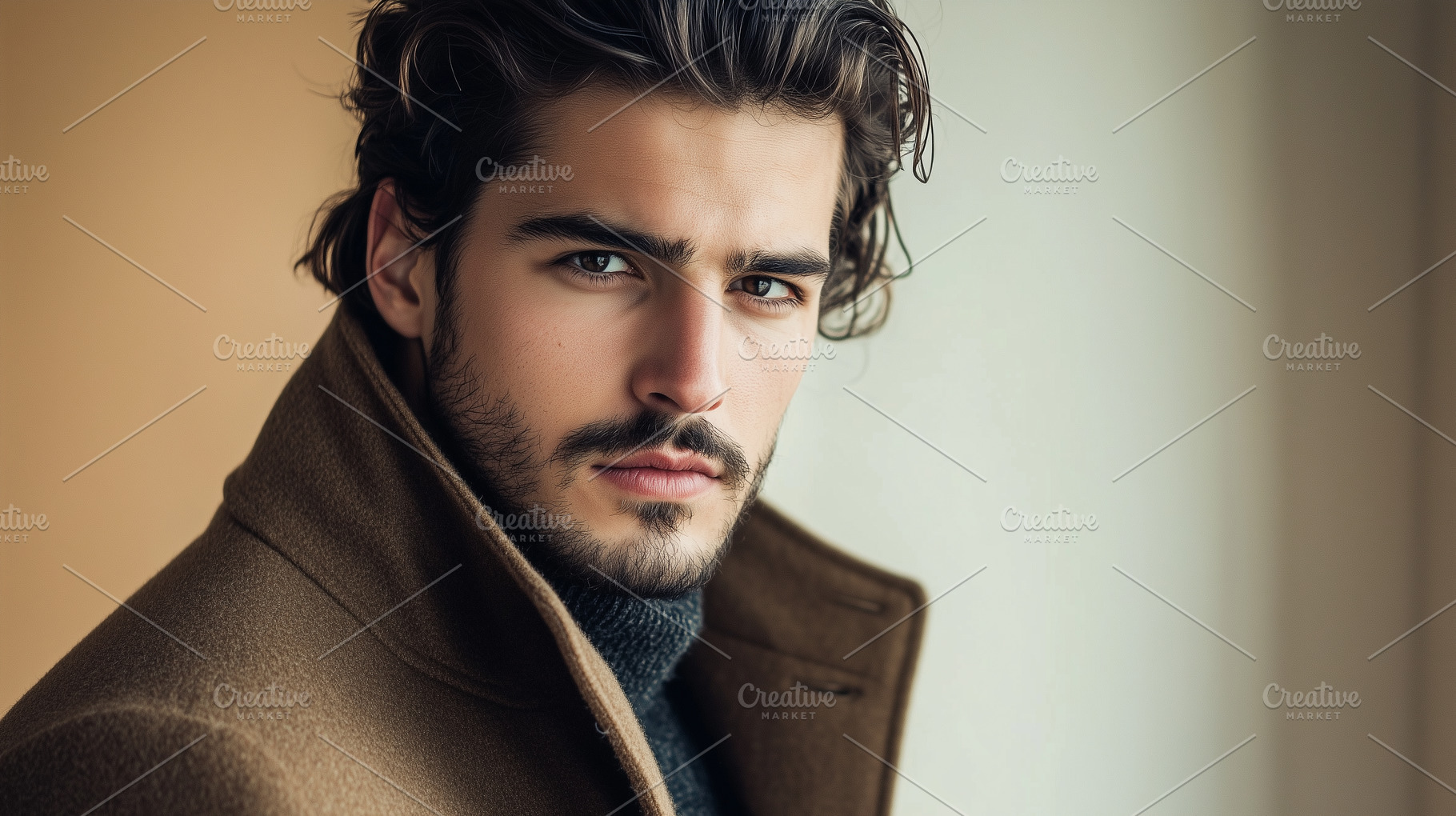 Handsome man with wavy hair and trim, a Person Photo by MistyDay