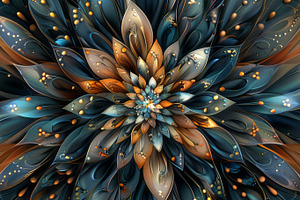 Abstract blue and orange flower design with intricate patterns and vibrant colo, a Background Photo by ImageMir