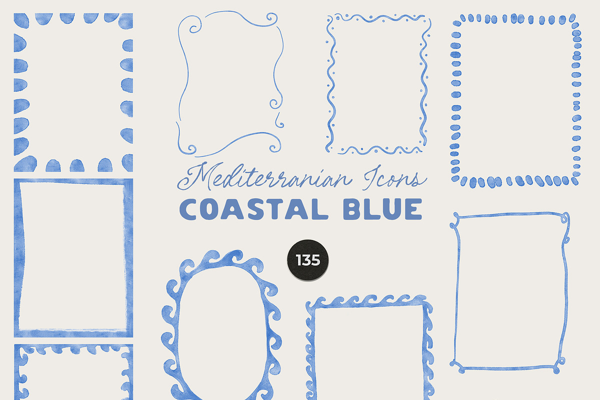 COASTAL BLUE Summer Icons & Frames, an Object Graphic by Lana Elanor (Photo 8 of 9)