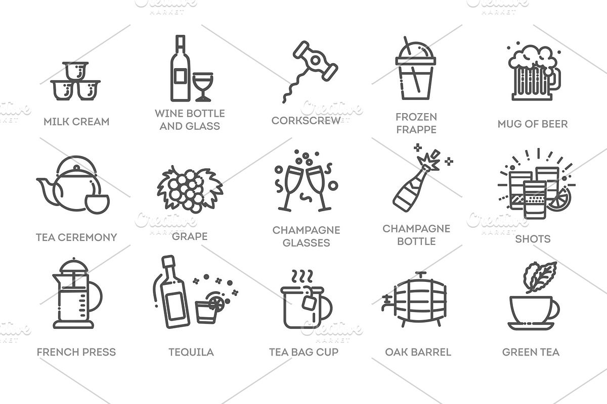 Drink Icon Set, a Food Illustration by Tettygreen (Photo 3 of 3)