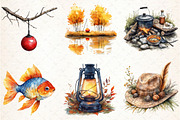 Watercolor Fall Fishing Clipart, an Illustration by Libby Wishes (Thumbnail 2 of 7)