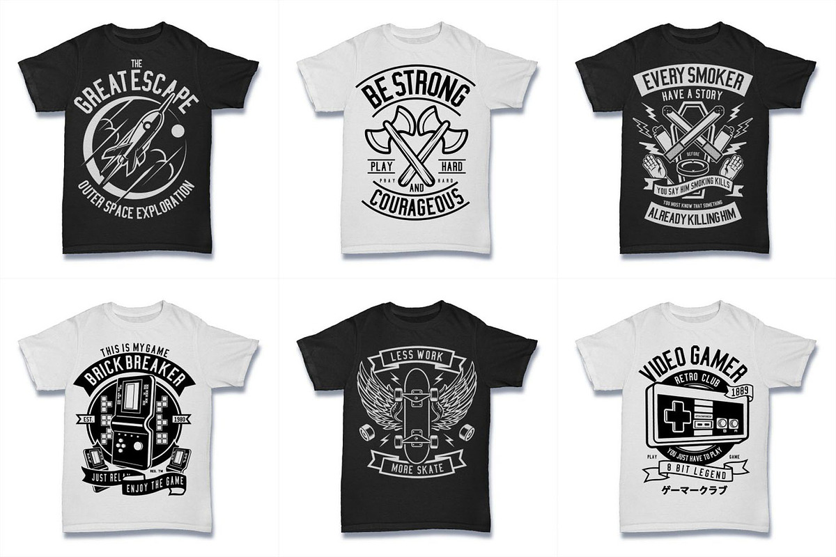 100 Vector Tshirt Designs ( B/W ), an Illustration by roach_graphic (Photo 8 of 20)