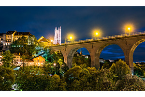 The Zahringen bridge in Fribourg, an Architecture Photo by Leonid Andronov