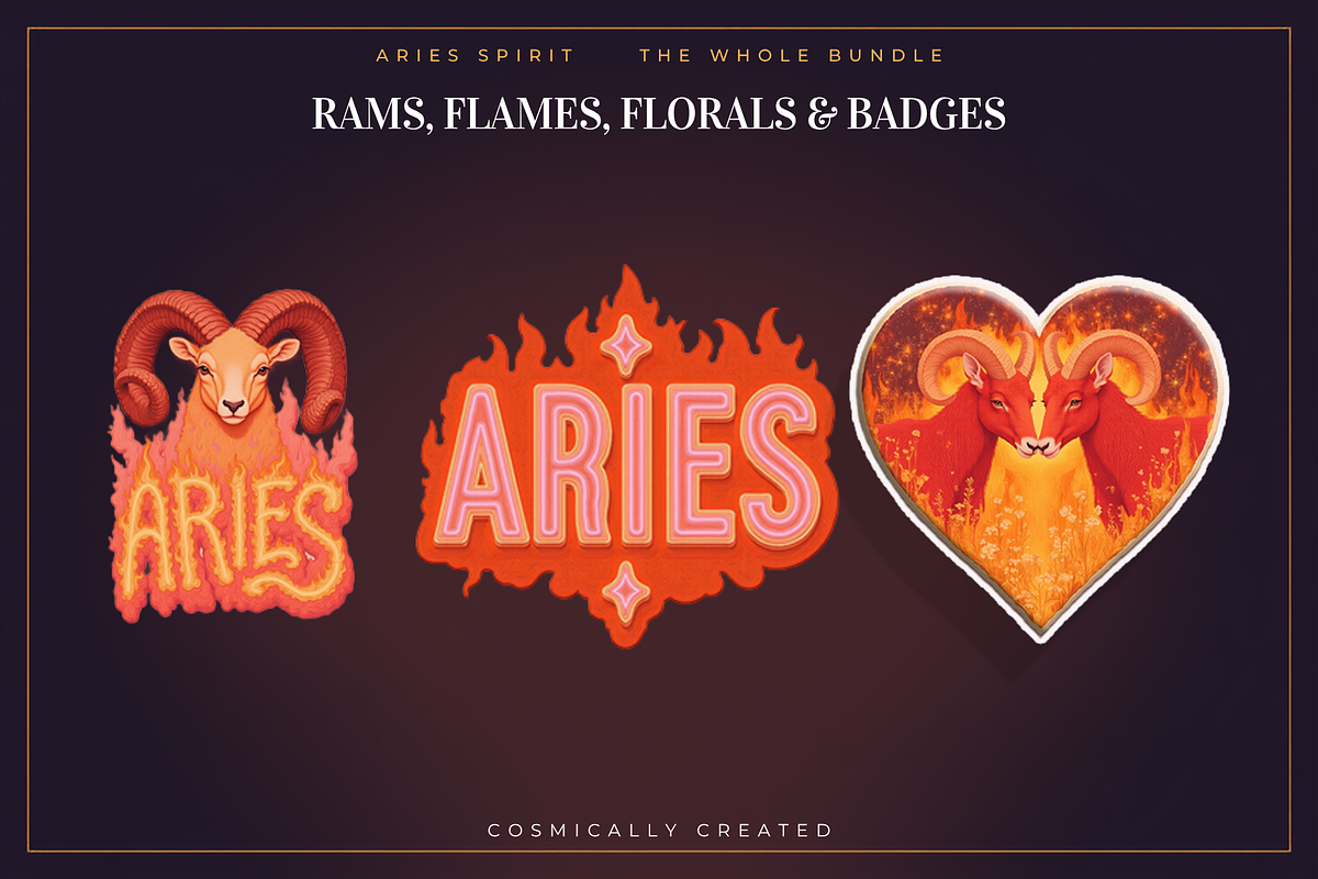 Aries Zodiac Sticker Bundle 80+, an Object Graphic by Jakayla Digital Co (Photo 15 of 15)