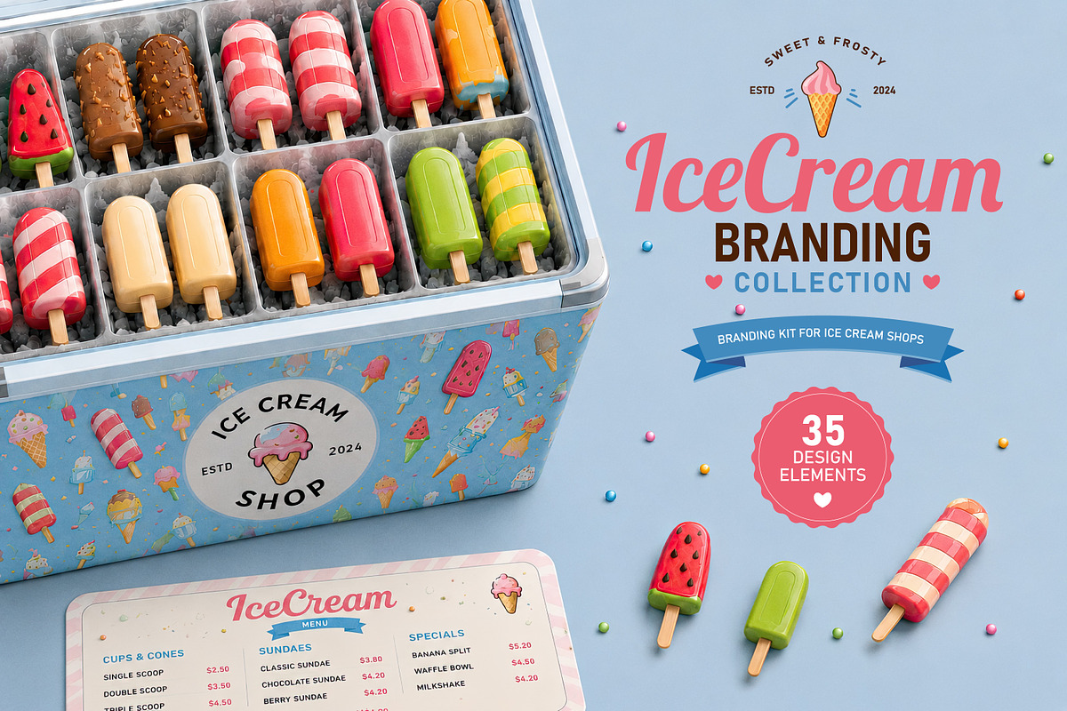Ice Cream Pack: Vectors & Patterns, an Object Graphic by Multigon (Photo 1 of 5)