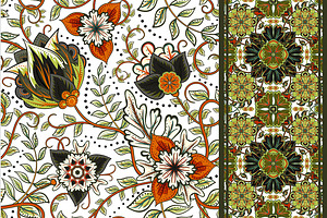 Set of seamless floral pattern