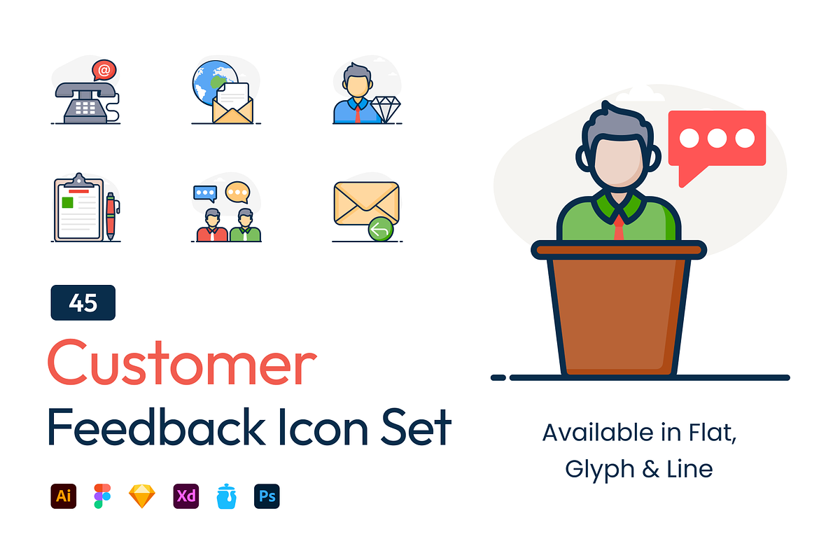 Customer Feedback Icon Set, a Person Illustration by Brickclay (Photo 1 of 7)