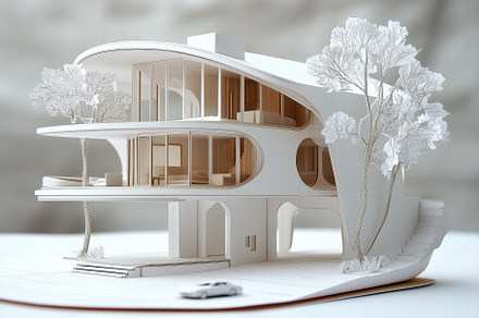 A detailed architectural model of a modern Contemporary house style featuring c, an Architecture Photo by Textures & Backgrounds