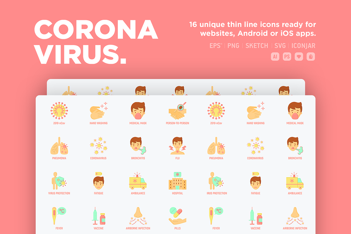 Coronavirus | 16 Flat Icons Set, an Icon by Alex Blogoodf (Photo 2 of 12)