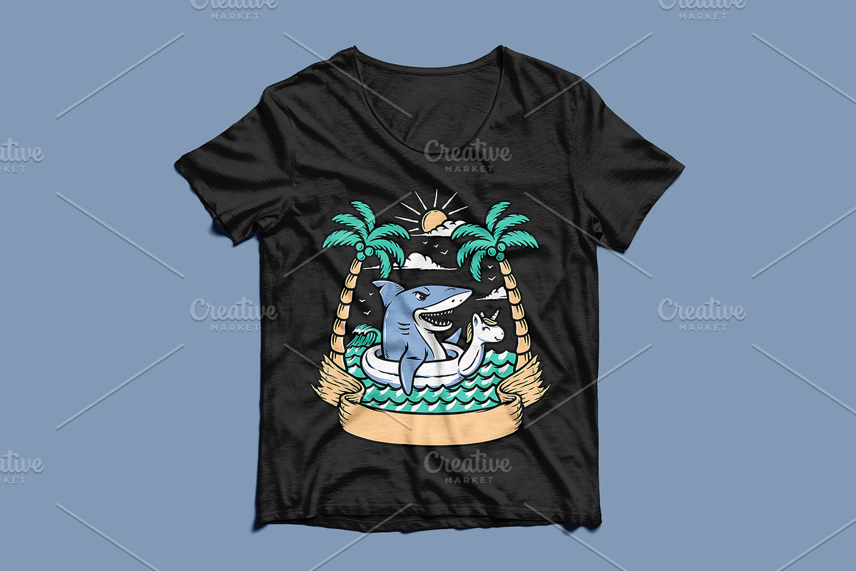 Shark relaxing on the beach, an Animal Illustration by gunaonedesign (Photo 3 of 5)