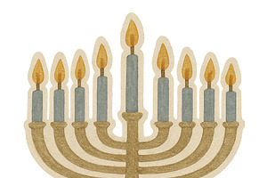 Hanukkah menorah with lit candles an, an Illustration by Dvoevnore photos