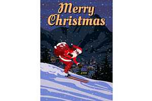 Merry Christmas poster Santa Claus