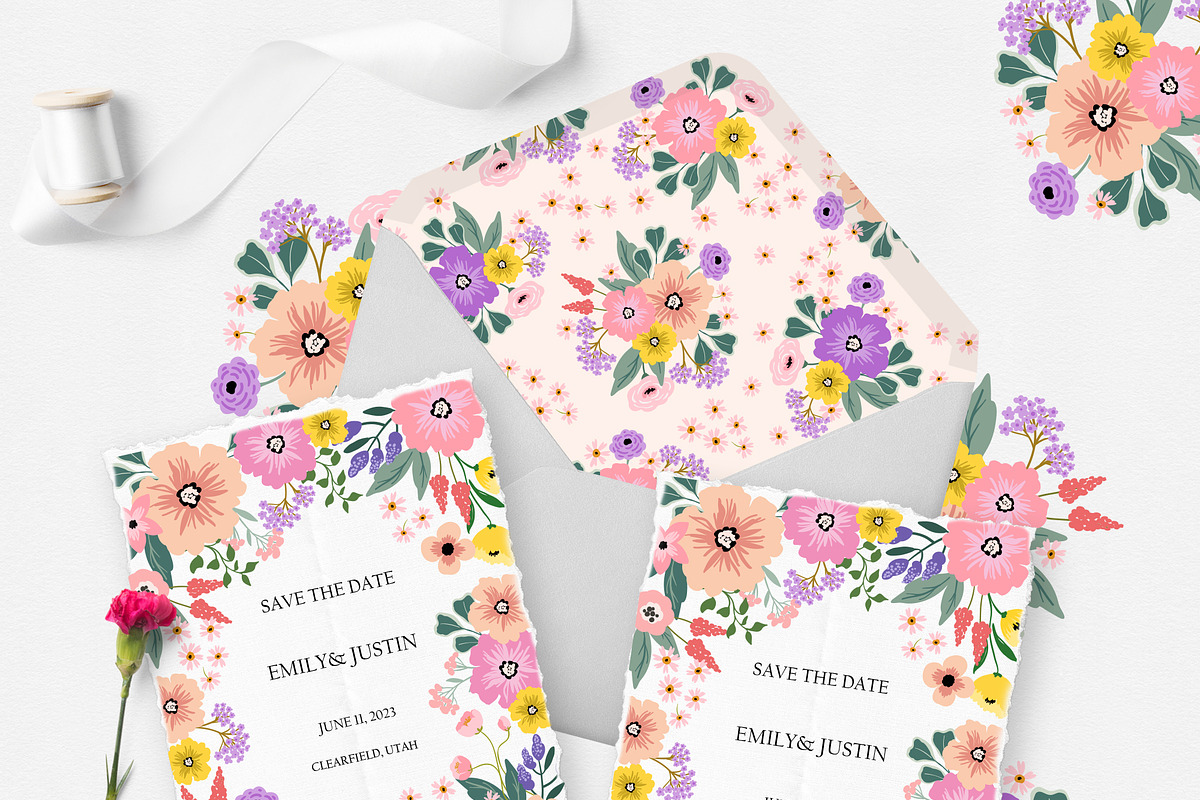 Vivid Flowers, clipart & patterns, a Graphic by Cozy pattern shop (Photo 3 of 11)