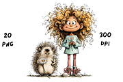 Whimsical Floral Girl & Hedgehog, an Animal Illustration by GiraffeCreative (Thumbnail 16 of 20)