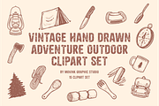 Vintage Outdoor Camping Clipart Set, an Object Graphic by MovinkGraphicStudio (Thumbnail 1 of 3)