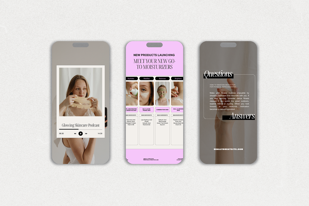 Beauty Skincare Instagram Bundles, a Social Media Template by My Template Studio (Photo 8 of 18)