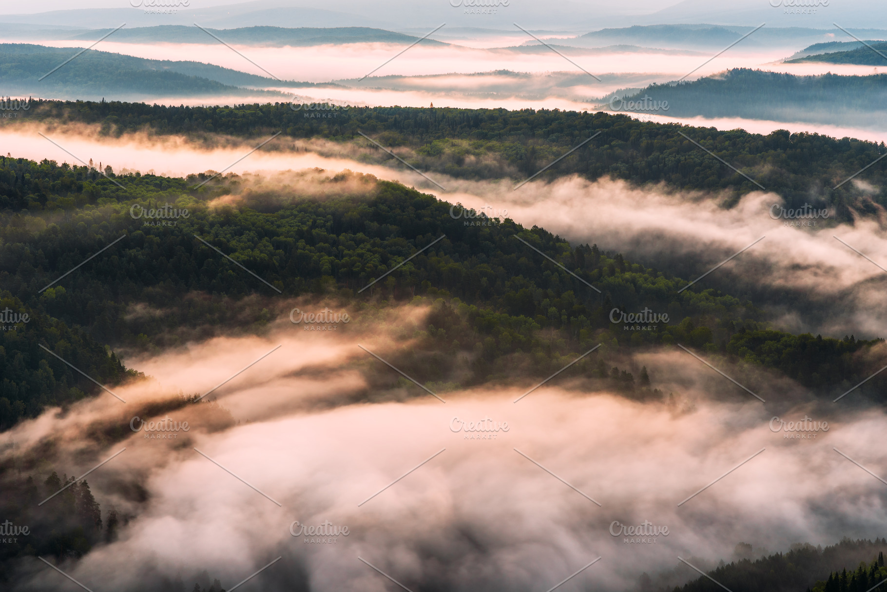 Morning fog in the mountains at dawn, a Nature Photo by SOTNIKOV_MISHA