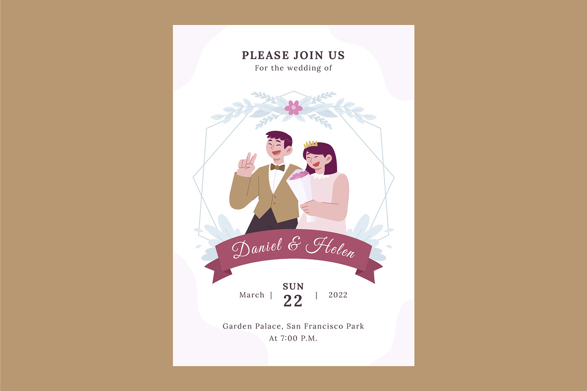 Cartoon Wedding Card Invitation, a Flyer Template by Vesvocrea (Photo 3 of 7)