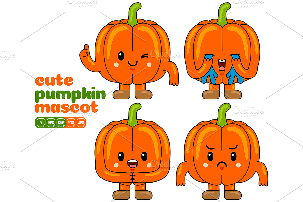 Pumpkin Mascot Vector Pack, an Illustration by MEDZ (Photo 3 of 5)
