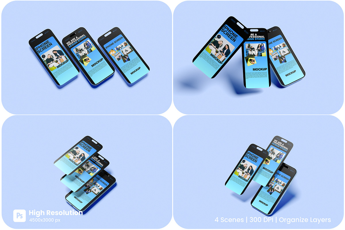 iPhone Screen Mockup, an iPhone Mockup by HanaSaka_Studio (Photo 1 of 5)