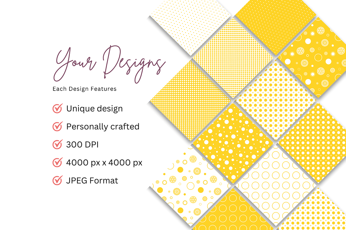 Yellow Polka Dot Seamless Patterns, a Pattern Graphic by Earley Bird Design Studio (Photo 7 of 8)