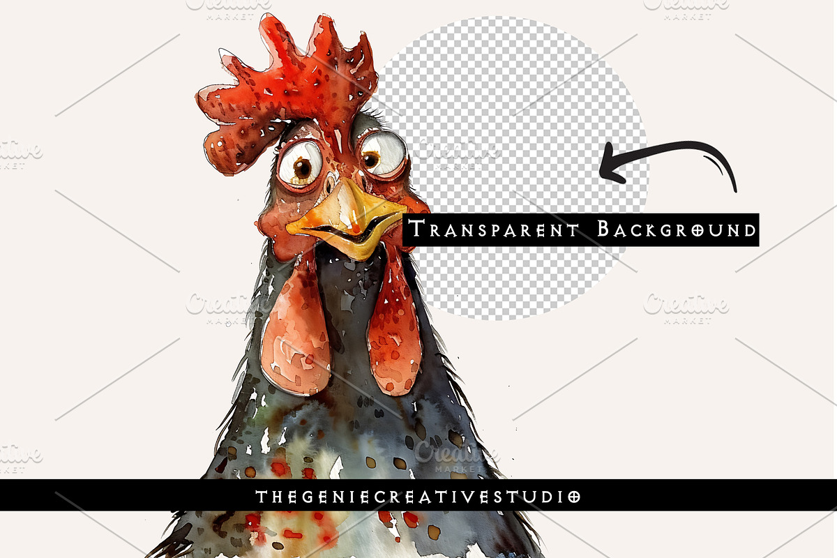 Funny Chicken PNG Clipart Set, an Animal Illustration by Geniecreativestudio (Photo 2 of 9)