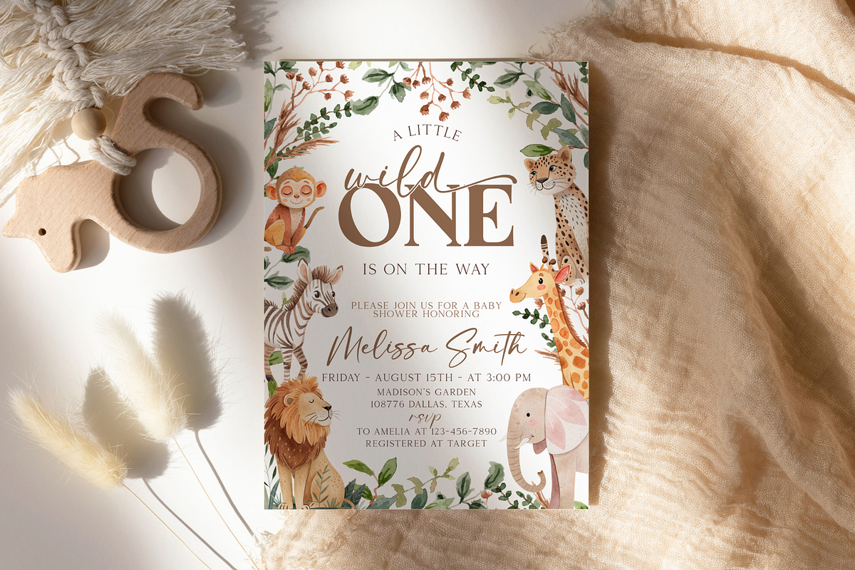 Safari Baby Shower Invitation, a Templates & Theme by VeliusCreativeStudio (Photo 5 of 5)