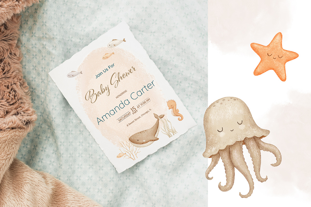 Watercolor Sea Animals Clipart, an Animal Illustration by ElenaPlatovaArt (Photo 3 of 13)