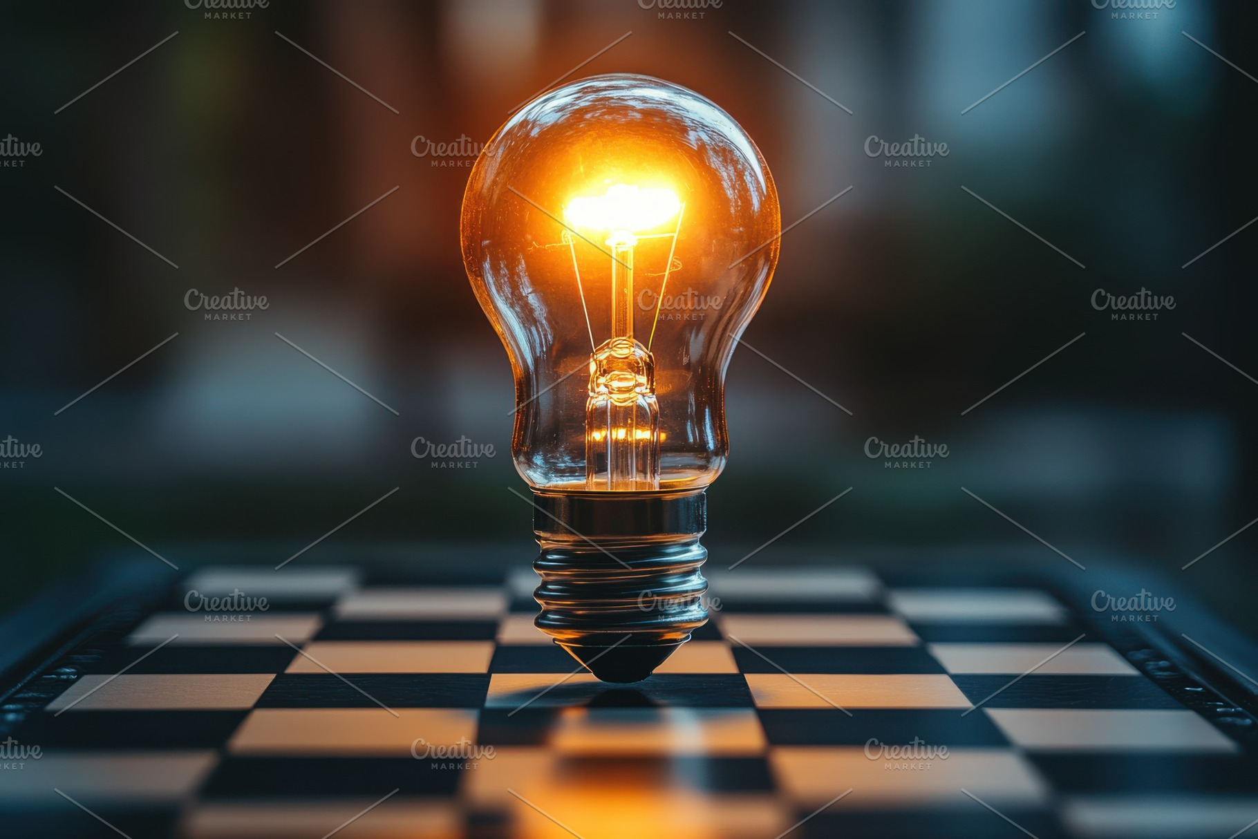 Bright Idea on Chessboard Strategic, a Photo by Pixeness Studio