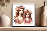 Mother's Day Clipart, Mum Daughter, an Illustration by DreamCafeArt (Thumbnail 5 of 6)