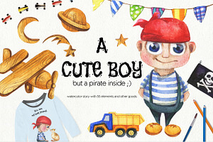 Cute boy - hand drawn set