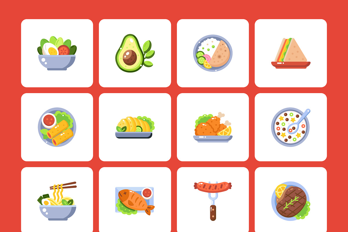 100 Food Flat Icons, an Emoji Icon by Prosymbols (Photo 10 of 11)