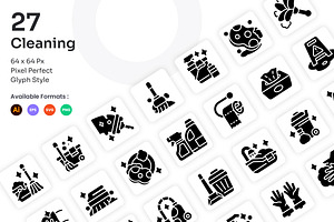 Cleaning Icons Set - Glyph, a Solid Icon by Kmg Design