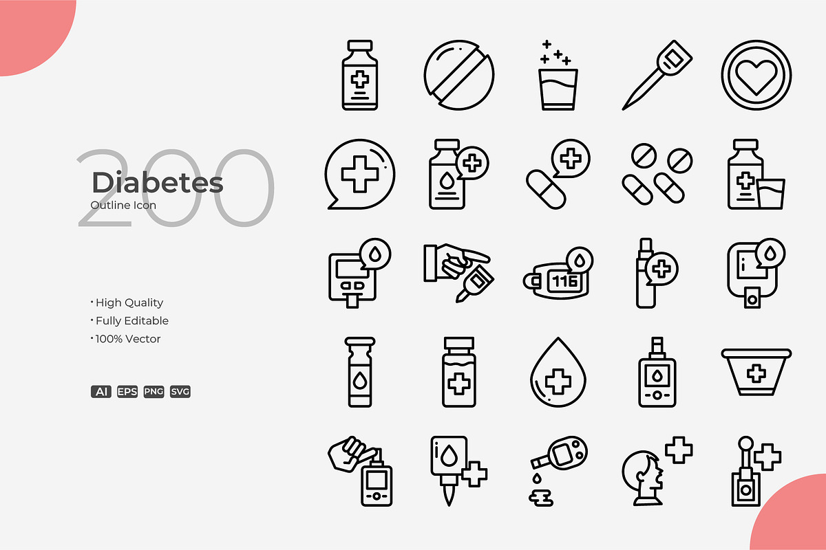 Diabetes Outline Icons, an Outline Icon by Bloodline