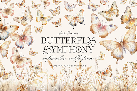 Butterfly Symphony Watercolor, an Object Graphic by Julia Dreams