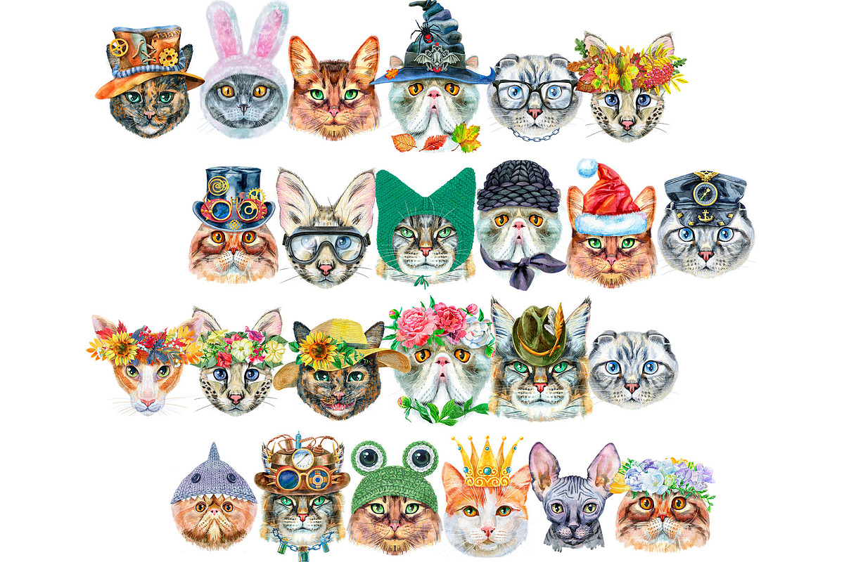 Watercolor borders from cats, an Animal Illustration by Watercolor fantasy (Photo 5 of 9)
