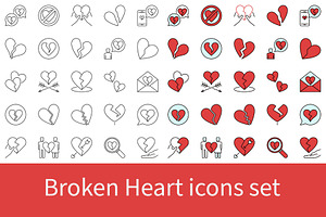 Broken Heart icons set, an Icon by VenomousVector