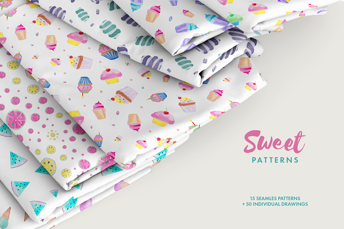 Watercolor Sweet Patterns, a Pattern Graphic by Spirit of Colors (Photo 1 of 7)