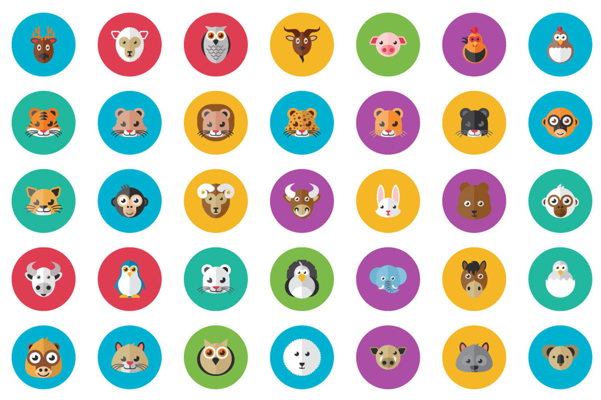 50 Animal Flat Icon Set, an Icon by VectorCam (Photo 1 of 5)