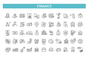 Finance Line Icons Set, an Outline Icon by Tettygreen